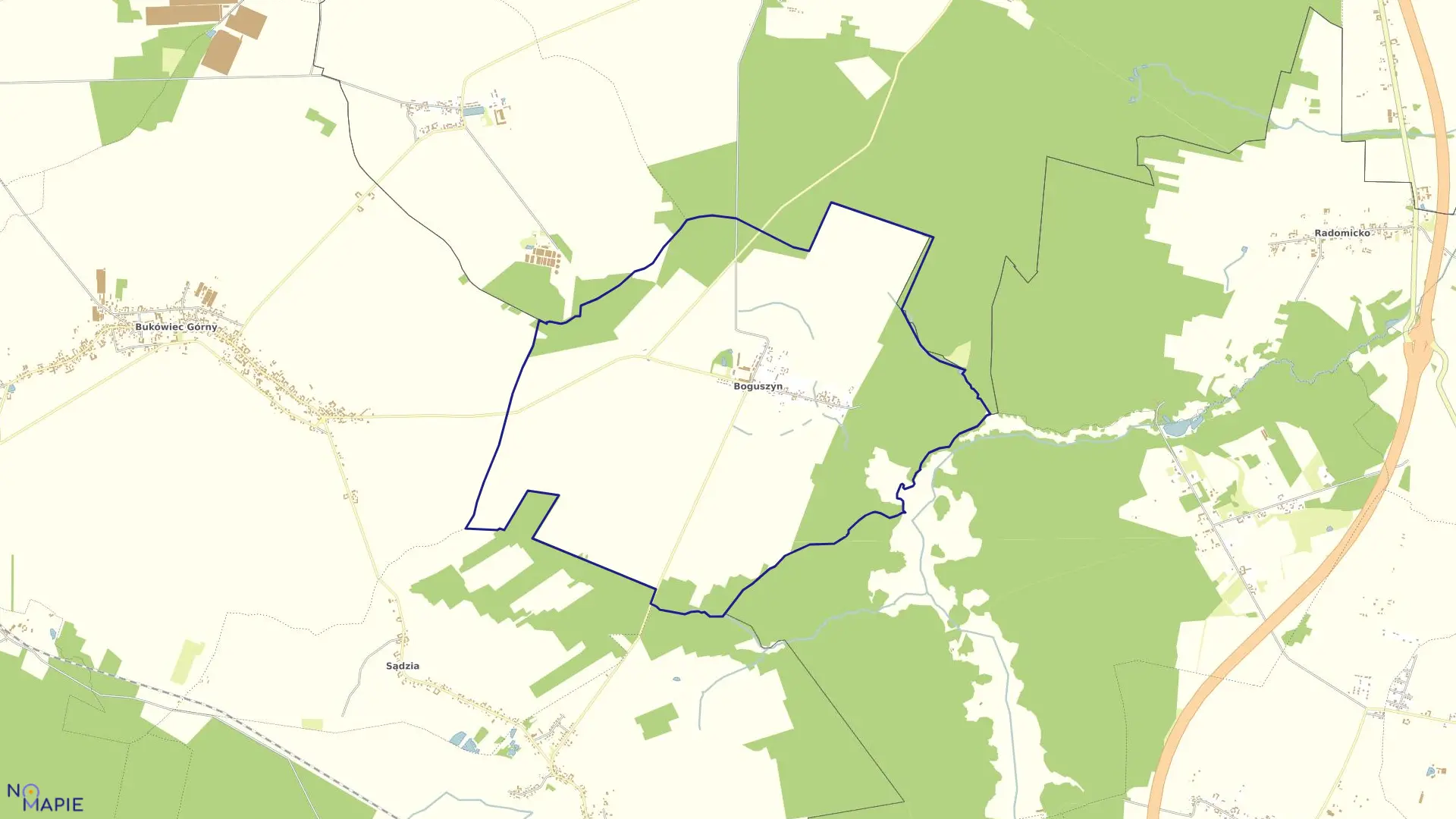 Mapa obrębu Boguszyn w gminie Włoszakowice