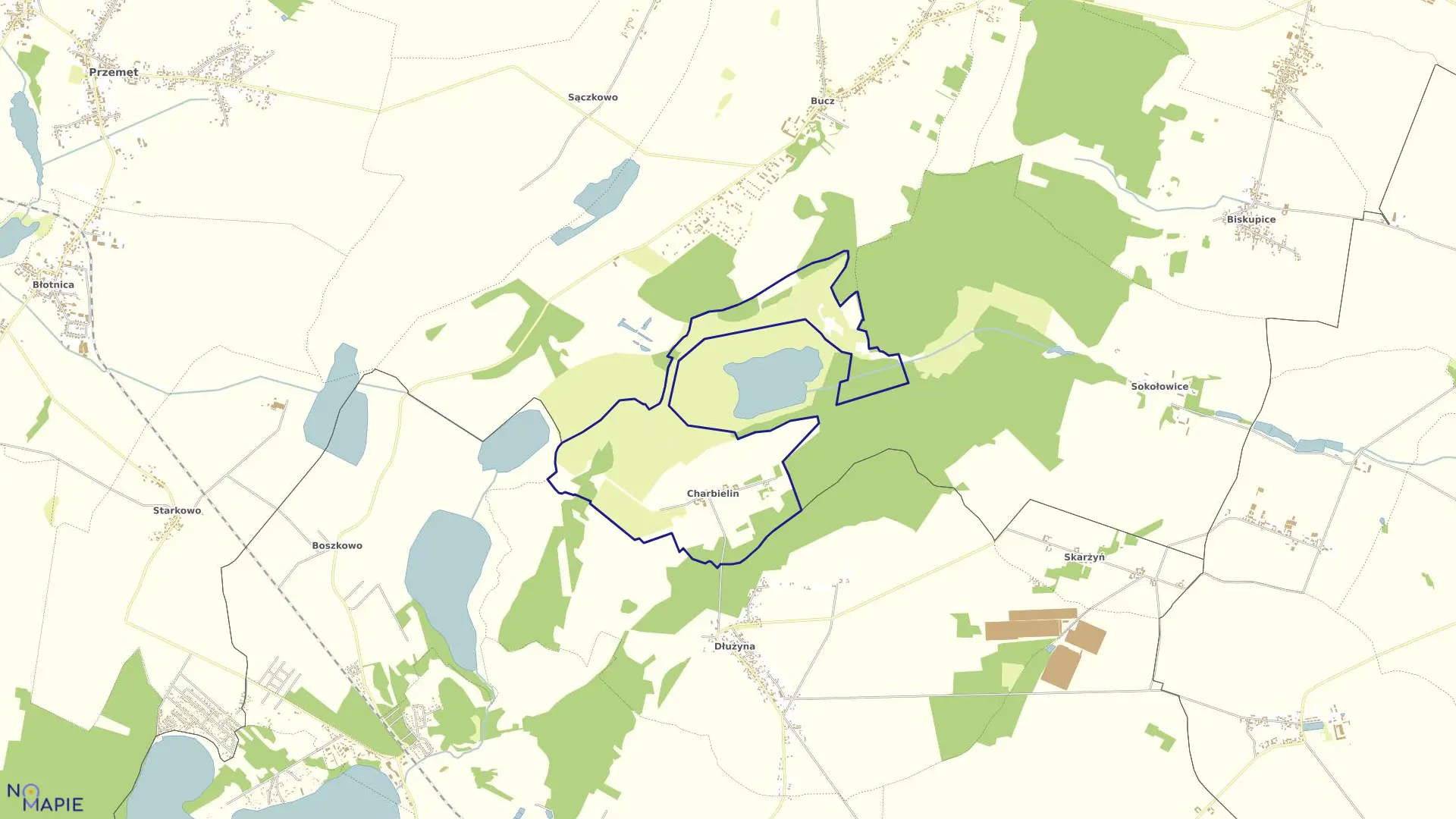 Mapa obrębu Charbielin w gminie Włoszakowice