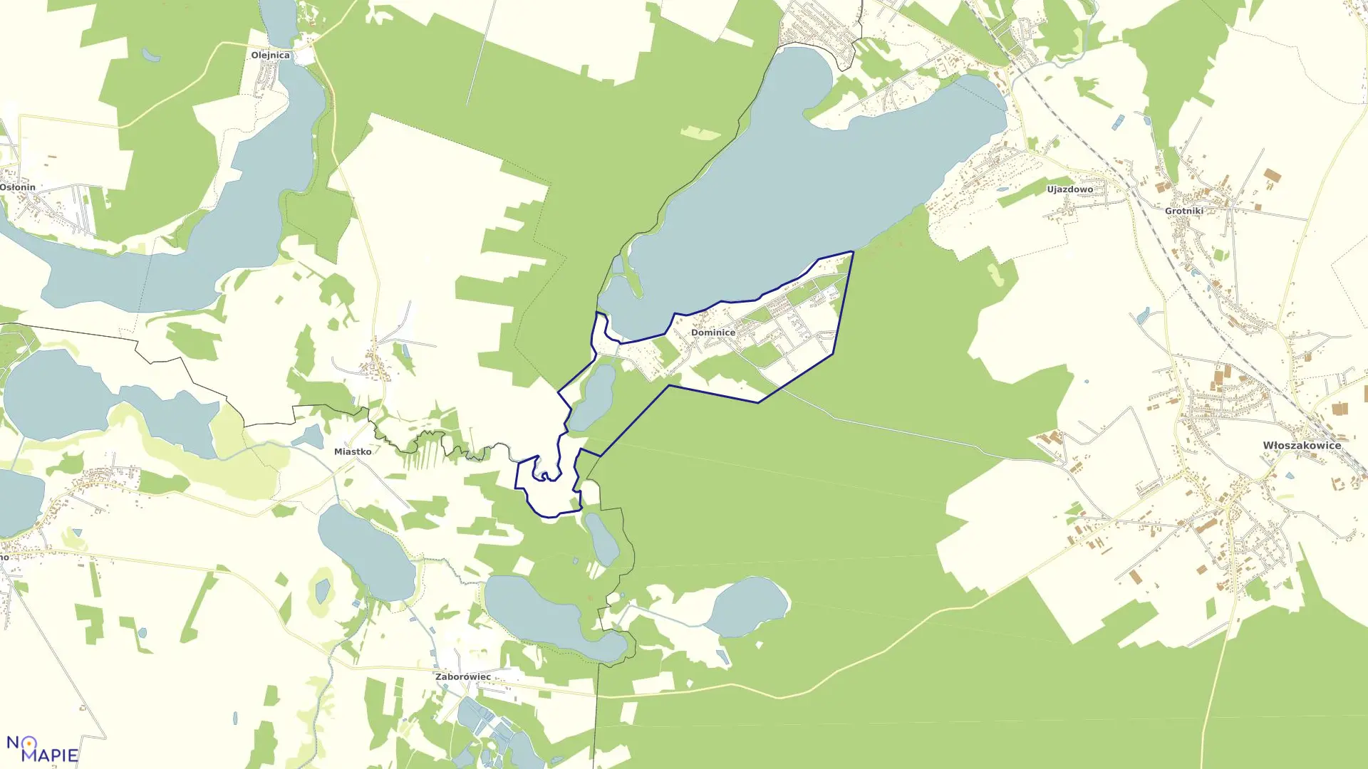 Mapa obrębu Dominice w gminie Włoszakowice