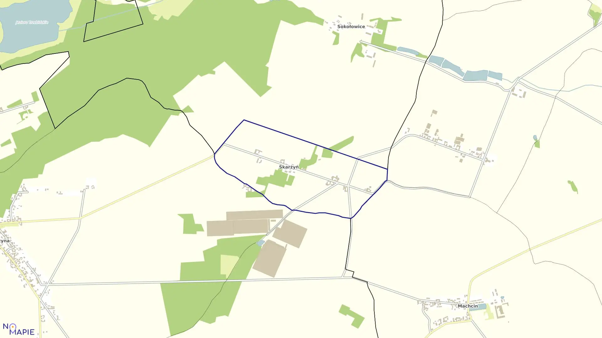 Mapa obrębu Skarżyń w gminie Włoszakowice